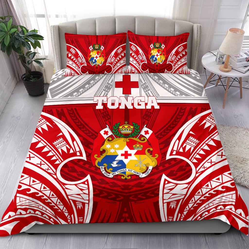 Polynesian Bedding Set Tonga Duvet Cover Set Pattern With Seal Red Version
