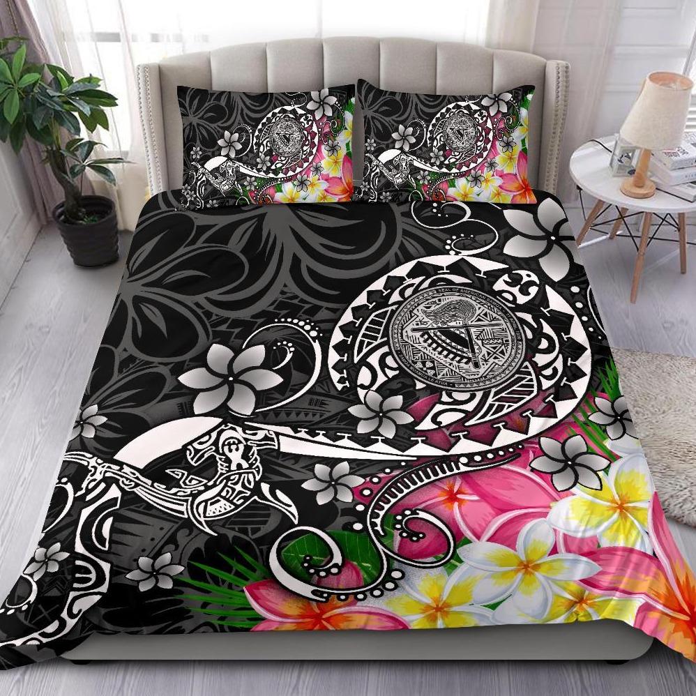American Samoa Polynesian Bedding Set Turtle Plumeria (Black)