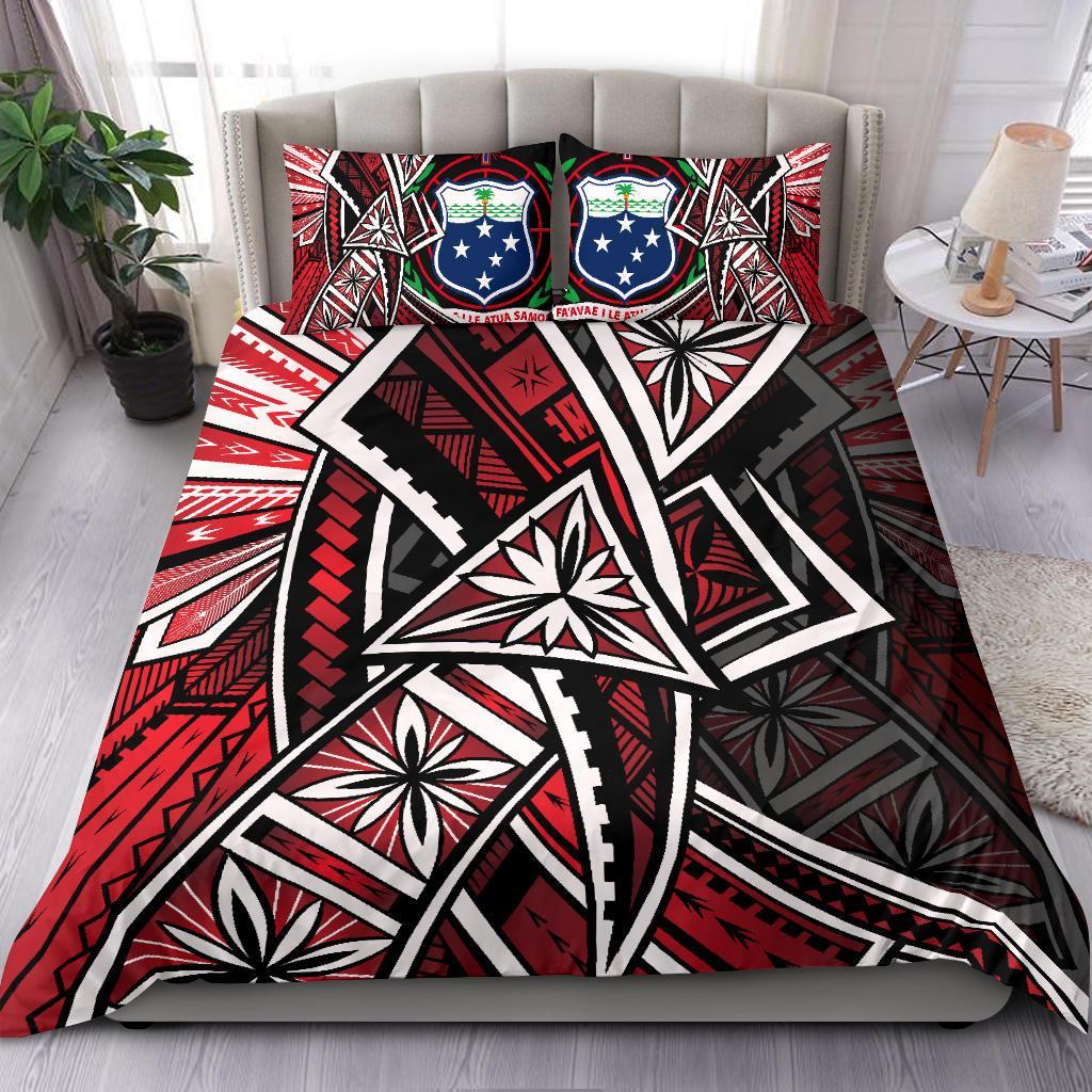 Samoa Bedding Set Tribal Flower Special Pattern Red Color