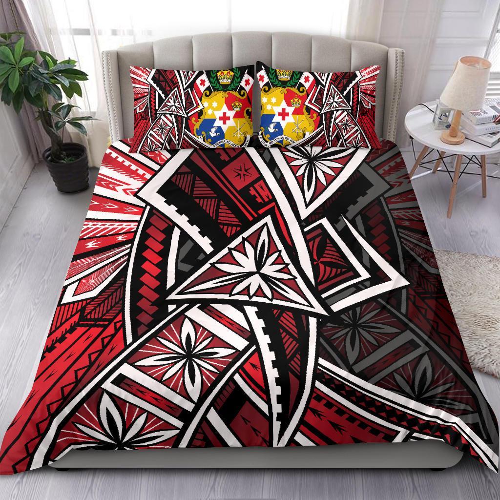 Tonga Polynesian Bedding Set Tribal Flower Special Pattern Red Color