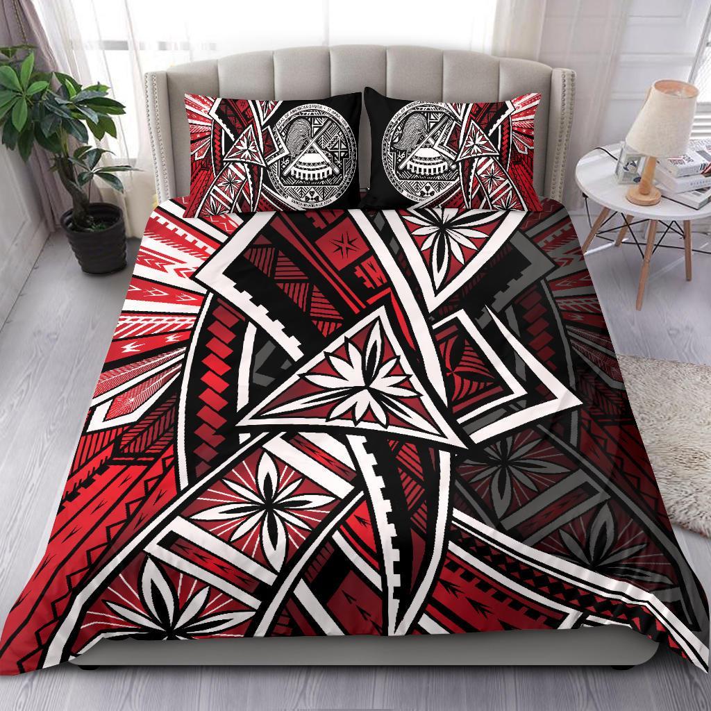 American Samoa Bedding Set Tribal Flowers Special Pattern Red Color