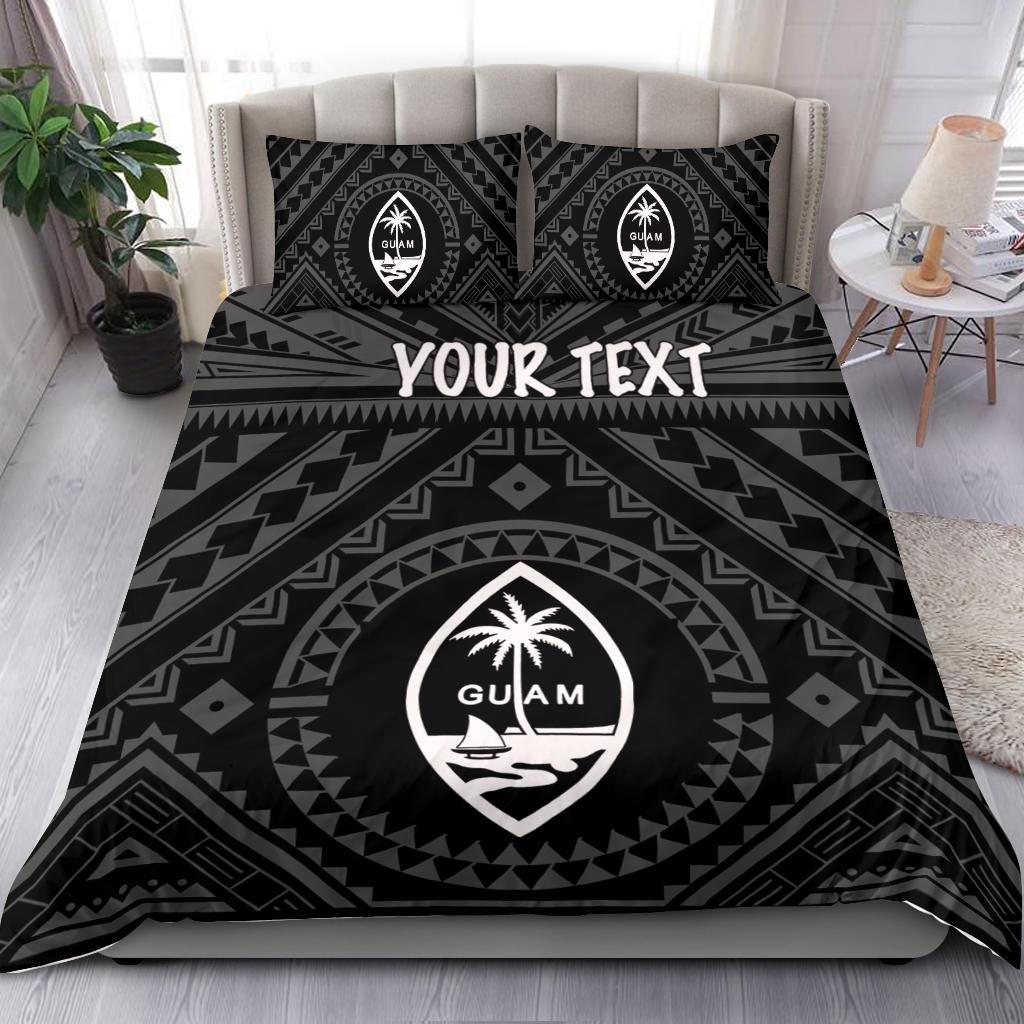 Guam Personalised Bedding Set Guam Seal With Polynesian Tattoo Style (Black)