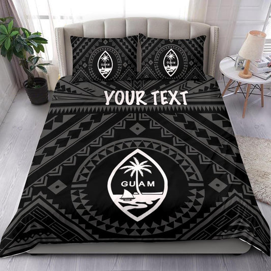 Guam Personalised Bedding Set Guam Seal With Polynesian Tattoo Style (Black)