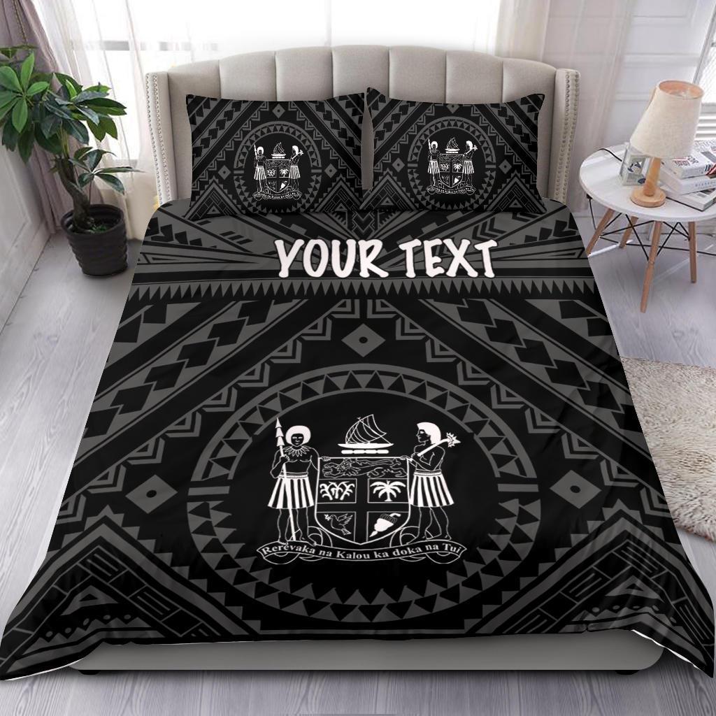 Fiji Personalised Bedding Set Fiji Seal With Polynesian Tattoo Style ( Black)