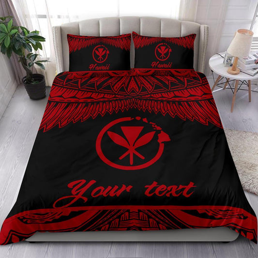 Hawaii Polynesian Custom Personalised Bedding set Hawaii Pride Red Version