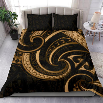New Zealand Maori Mangopare Bedding Set Polynesian Gold