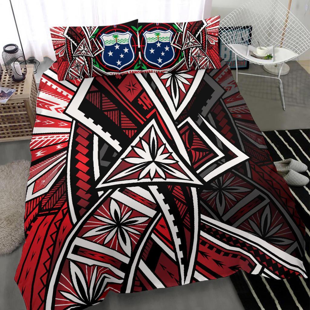 Samoa Bedding Set Tribal Flower Special Pattern Red Color