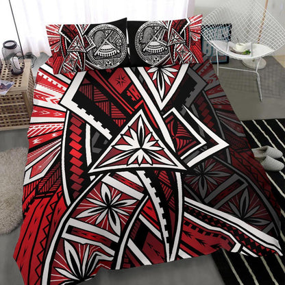 American Samoa Bedding Set Tribal Flowers Special Pattern Red Color