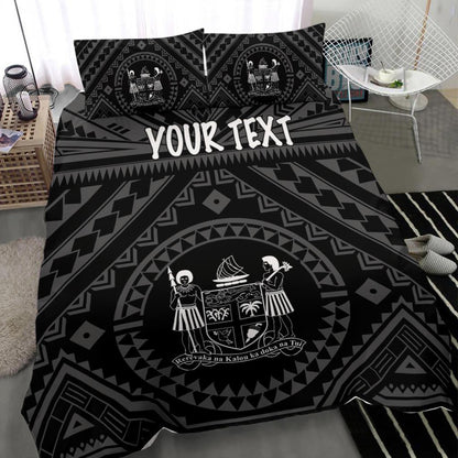 Fiji Personalised Bedding Set Fiji Seal With Polynesian Tattoo Style ( Black)