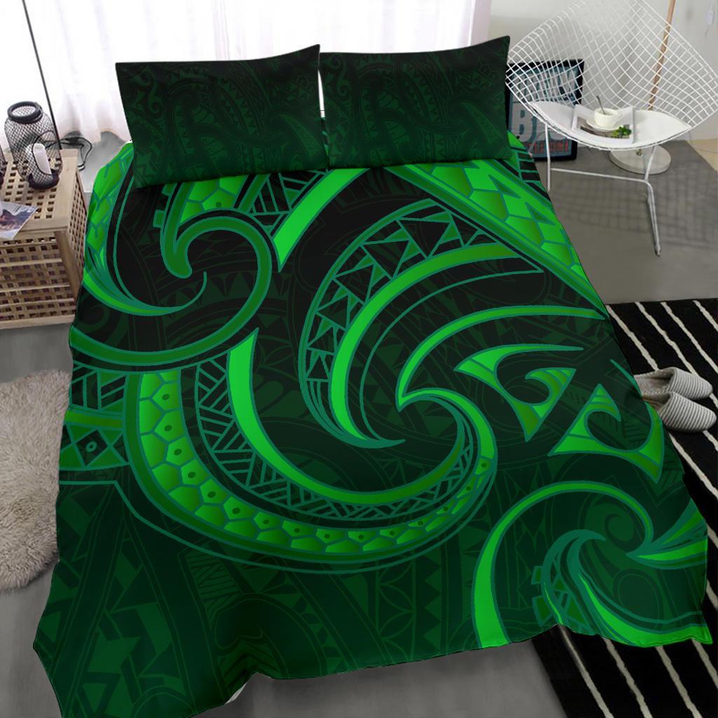 New Zealand Maori Mangopare Bedding Set Polynesian Green