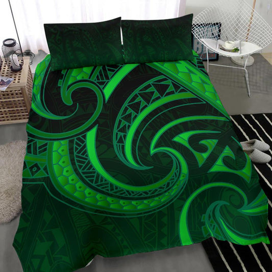 New Zealand Maori Mangopare Bedding Set Polynesian Green