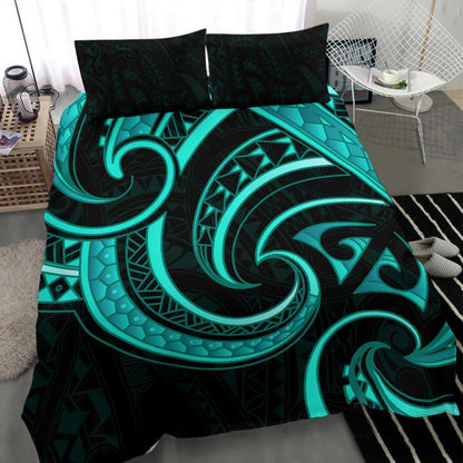 New Zealand Maori Mangopare Bedding Set Polynesian Turquoise