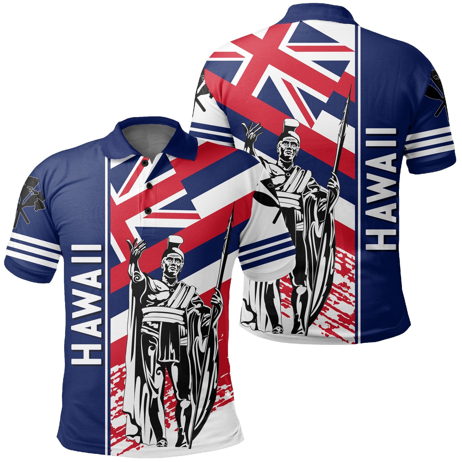 Hawaii Polo Shirt - Hawaiian Kanaka Polo Shirt Flag Nation Quarter Style White AH