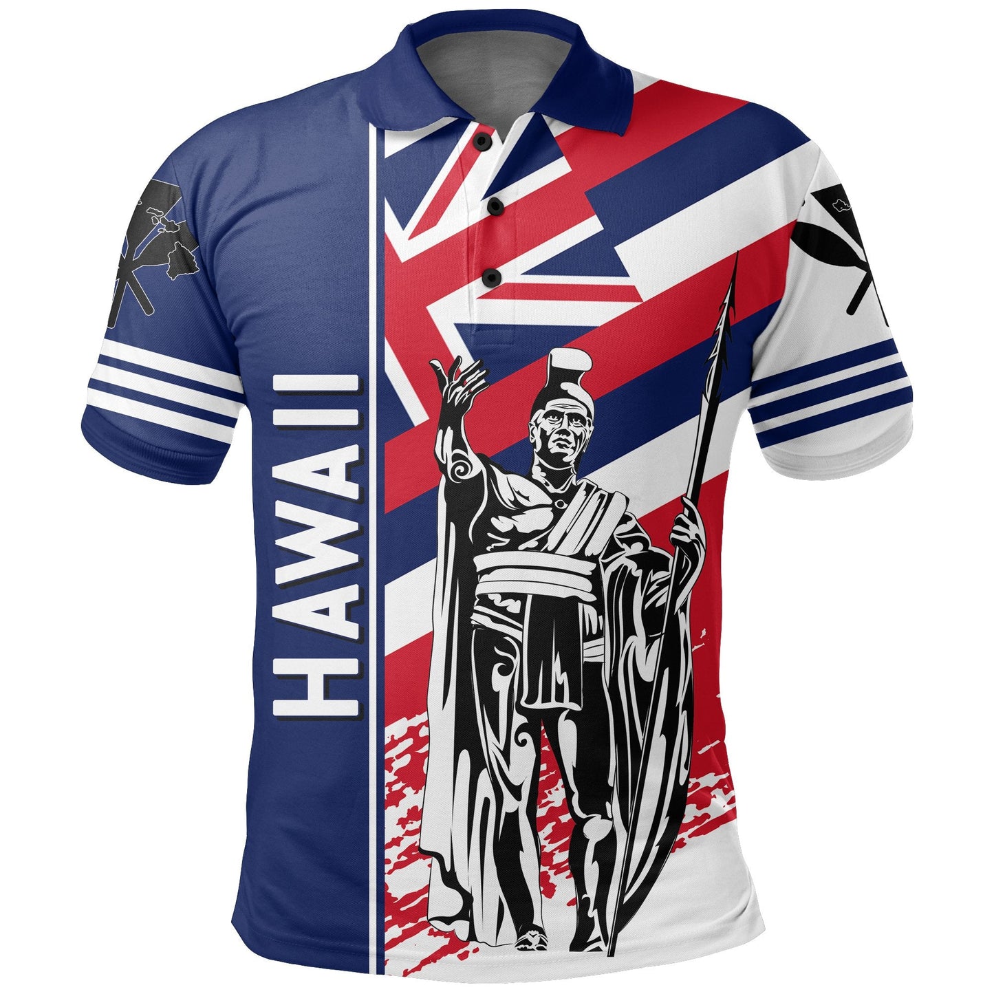 Hawaii Polo Shirt - Hawaiian Kanaka Polo Shirt Flag Nation Quarter Style White AH