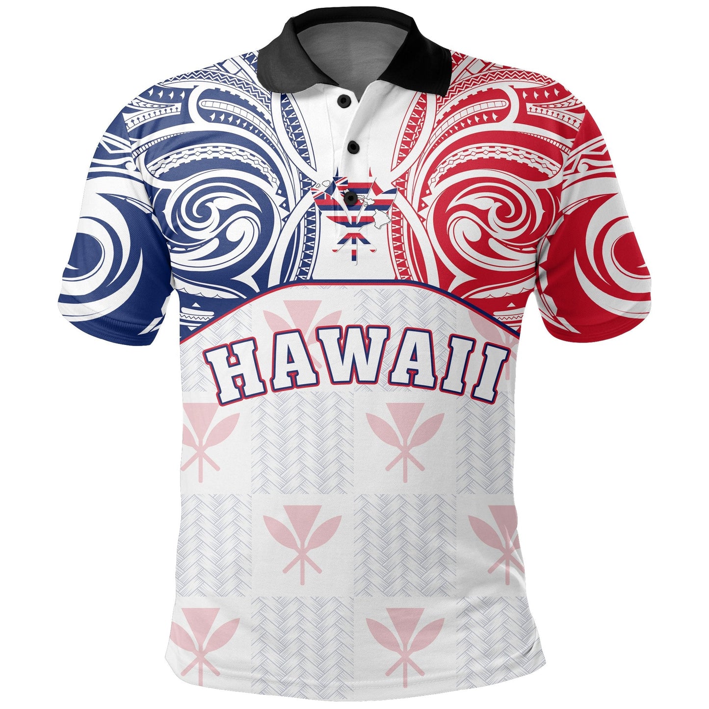 Hawaiian Kanaka Polo Shirt Flag Nation Demodern White AH