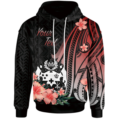 Tonga Hoodie Red Polynesian Hibiscus Pattern Style