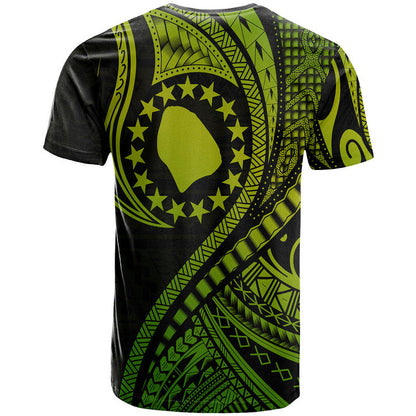 Atiu Cook Islands T Shirt Green Polynesian Wave Style