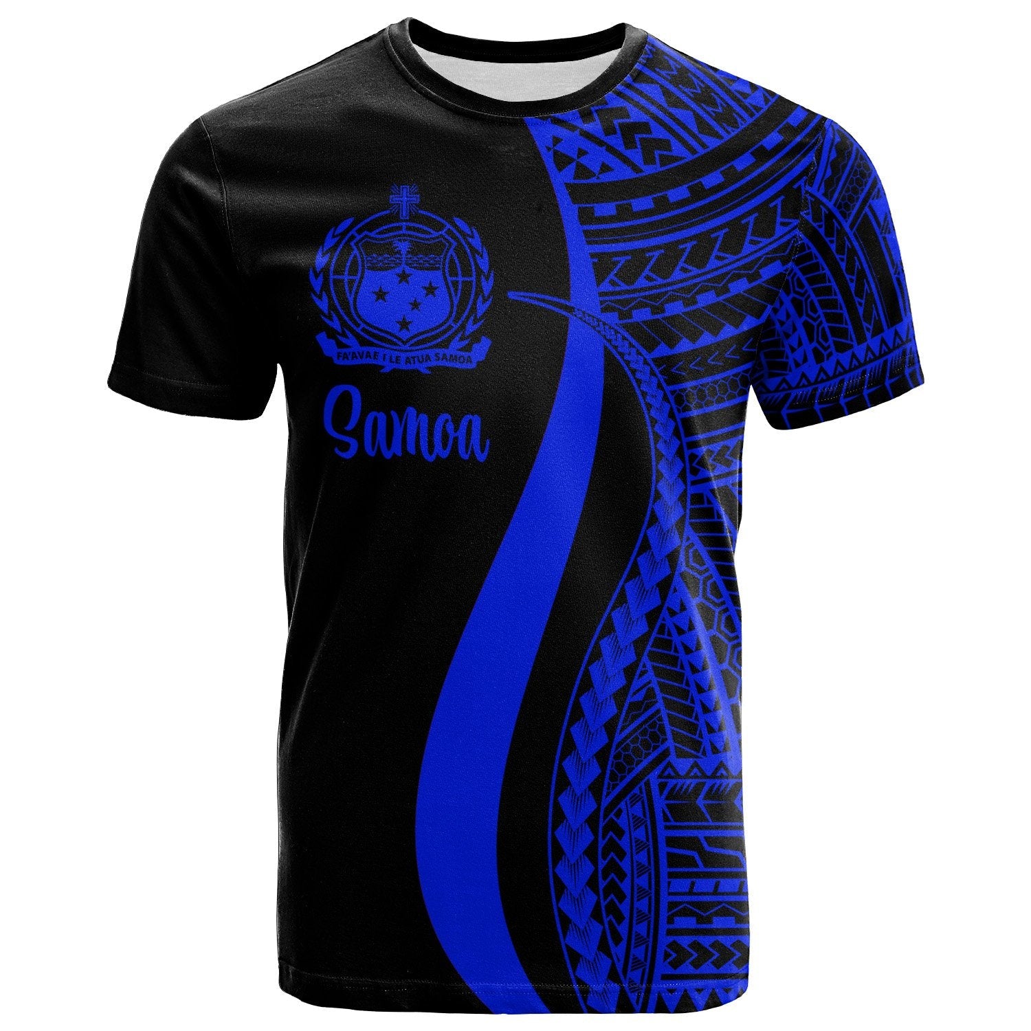 Samoa T - Shirt Blue - Polynesian Tentacle Tribal Pattern