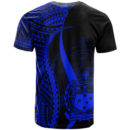 Samoa T - Shirt Blue - Polynesian Tentacle Tribal Pattern