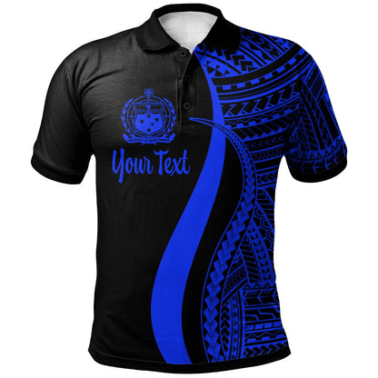 Samoa Custom Personalised Polo Shirt Blue - Polynesian Tentacle Tribal Pattern
