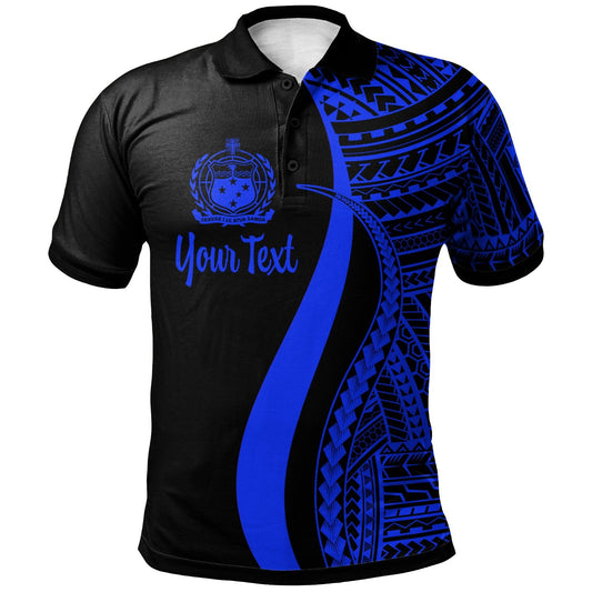 Samoa Custom Personalised Polo Shirt Blue - Polynesian Tentacle Tribal Pattern