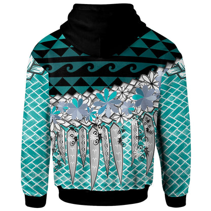 Guam Hoodie Coconut Leaves Weave Pattern Blue