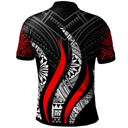 American Samoa Polo Shirt - American Samoa Strong Fire Pattern Red