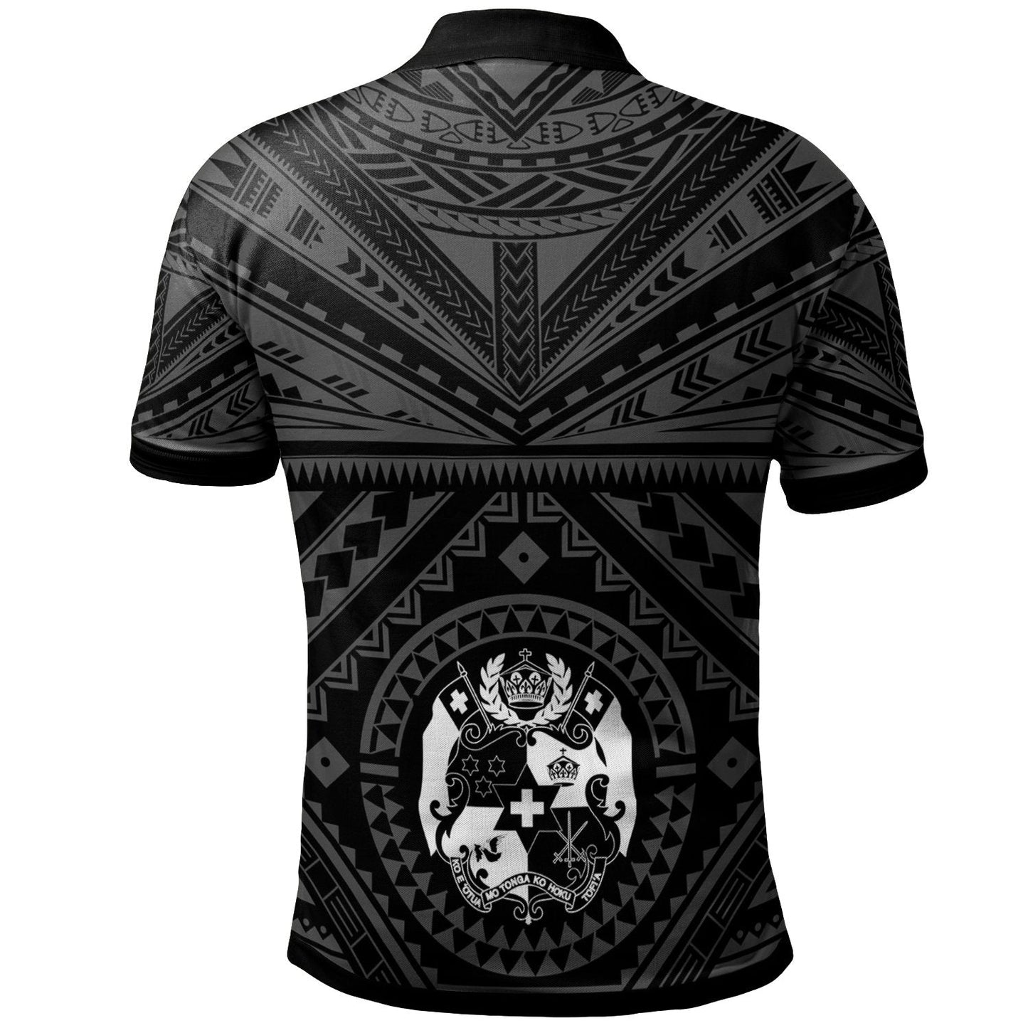 Tonga Polo Shirt - Tonga Seal With Polynesian Tattoo Style Black