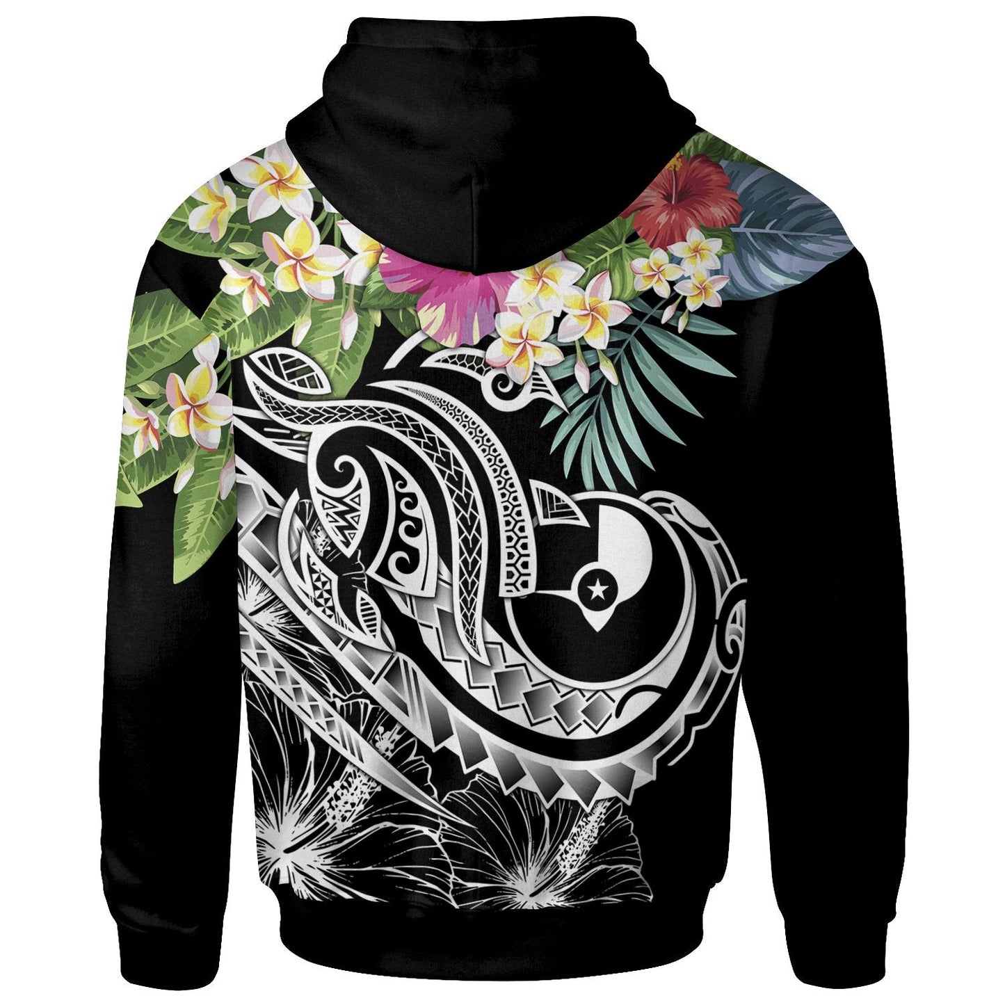 YAP Polynesian Hoodie Summer Plumeria (Black)