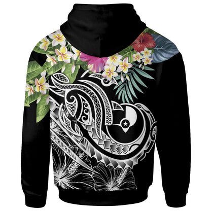 YAP Polynesian Hoodie Summer Plumeria (Black)