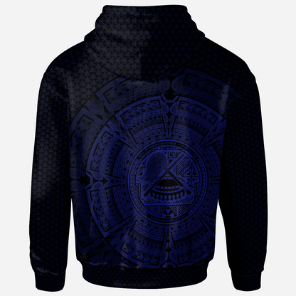 American Samoa Polynesian Hoodie Polynesian Circle Blue