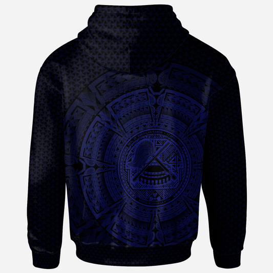 American Samoa Polynesian Hoodie Polynesian Circle Blue