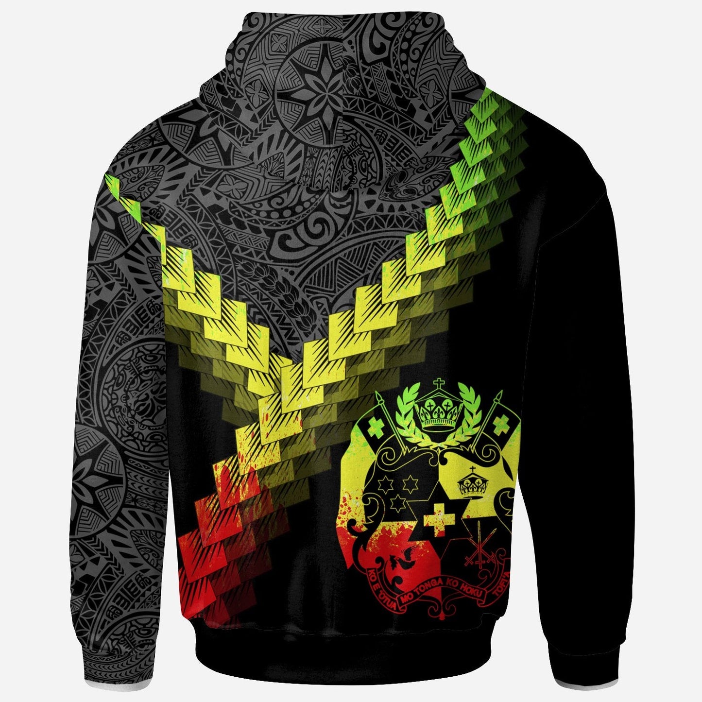 Tonga Hoodie Tonga Coat Of Arms With Polynesian Tattoo Reggae