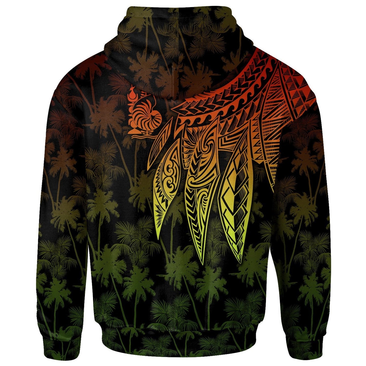 New Caledonia Personalised Hoodie Polynesian Wings Reggae