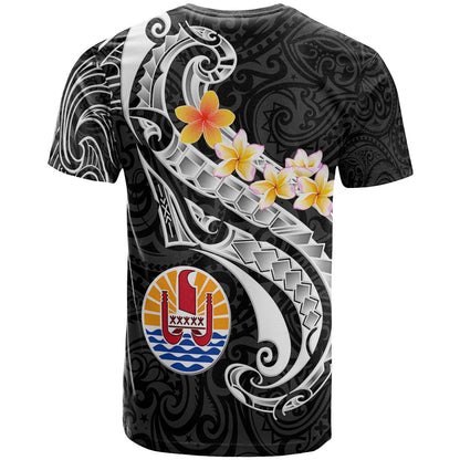 Tahiti T Shirt Tahiti Seal Polynesian Patterns Plumeria Black