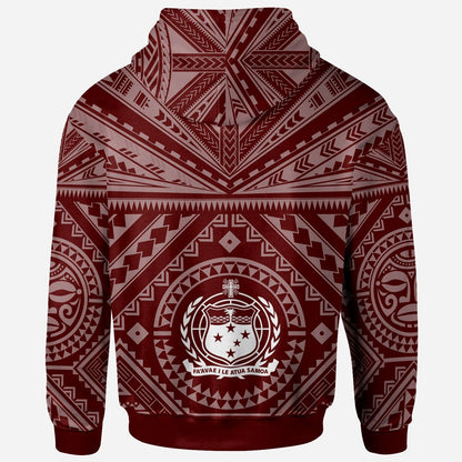 Samoa Hoodie Samoa Seal In Polynesian Tattoo Style (Red)