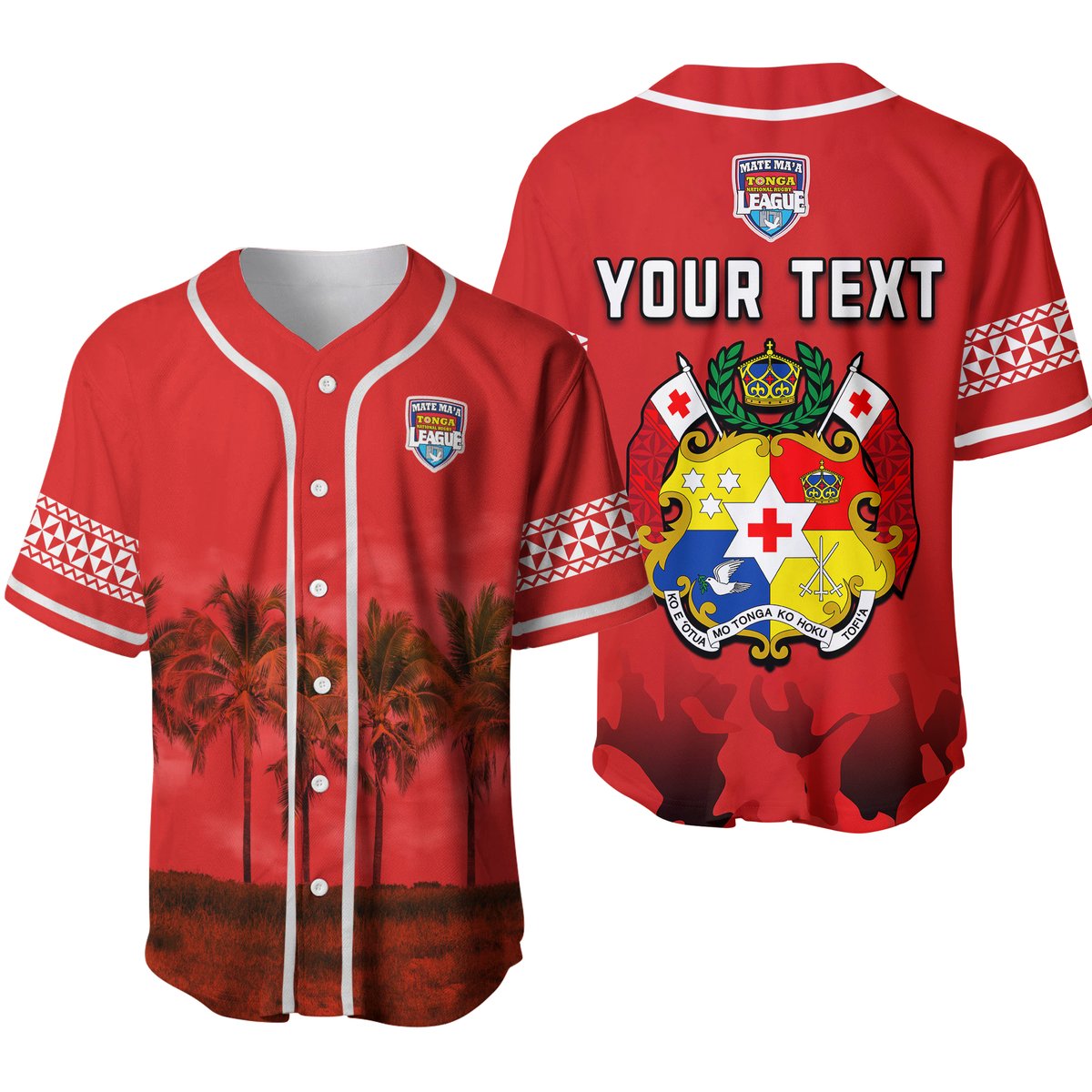 (Custom Personalised) Tonga Rugby MMT Baseball Jersey Mix Tongan Coat Of Arms