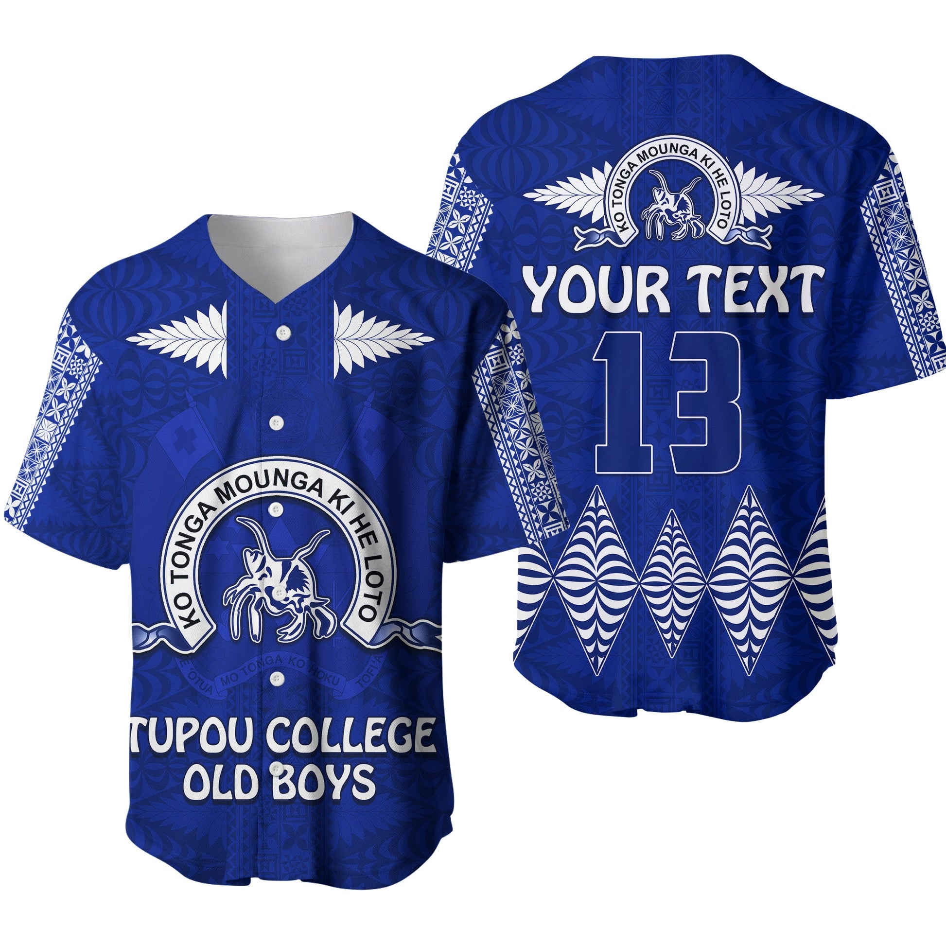 (Custom Personalised) Tupou College Baseball Jersey Always Proud of Old Boys Toloa