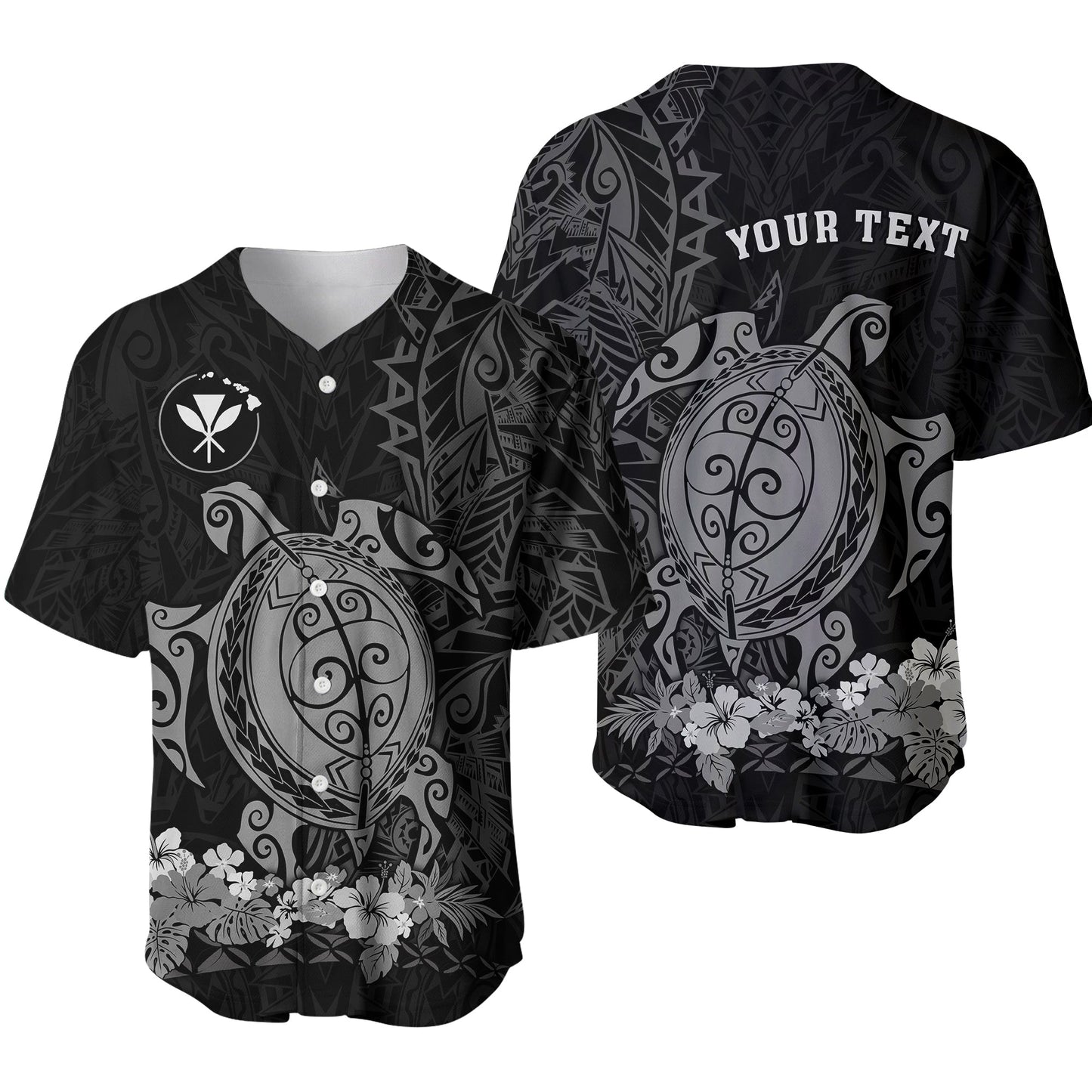 (Custom Personalised) Hawaii Polynesian Baseball Jersey Gray Sea Turtles Hawaiian