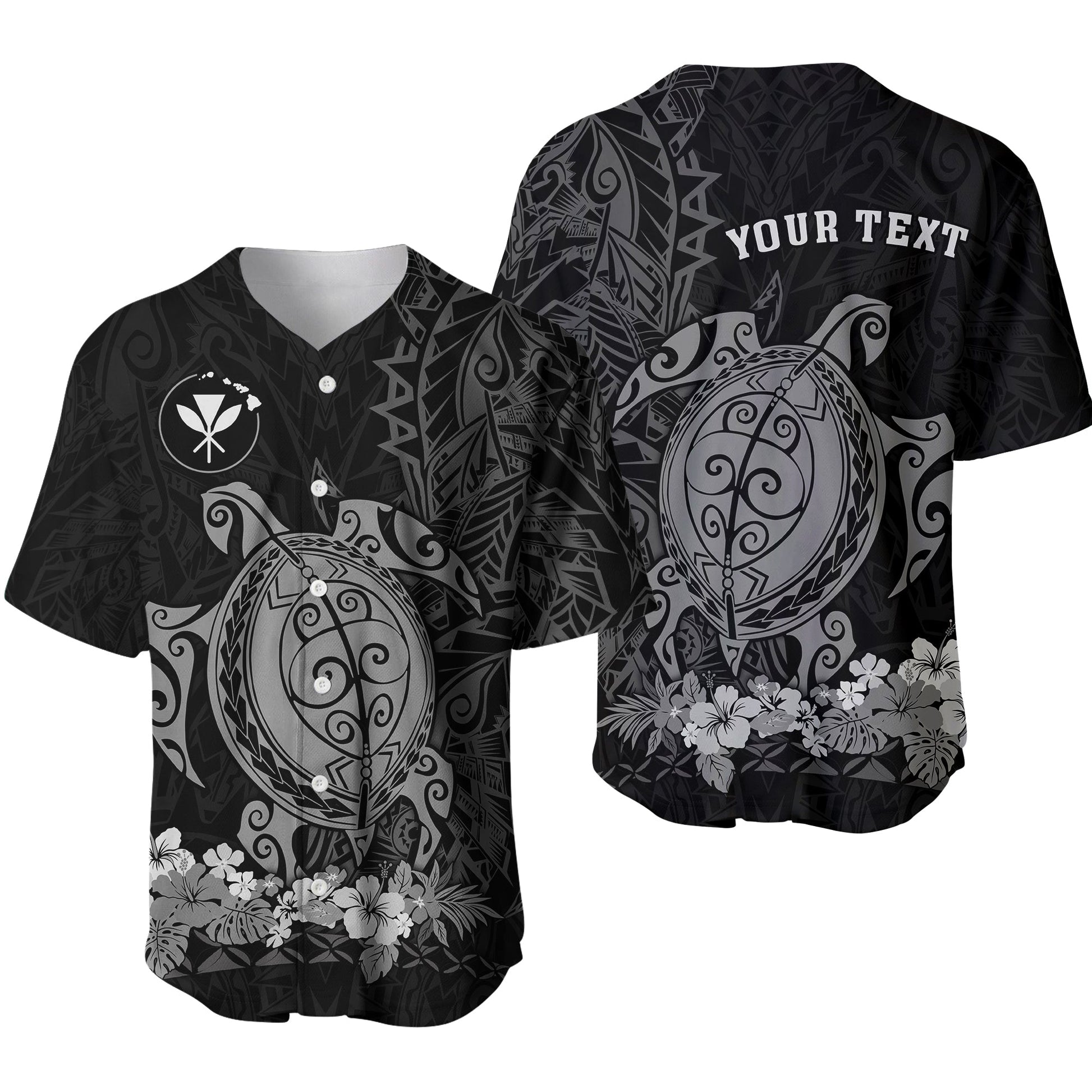 (Custom Personalised) Hawaii Polynesian Baseball Jersey Gray Sea Turtles Hawaiian