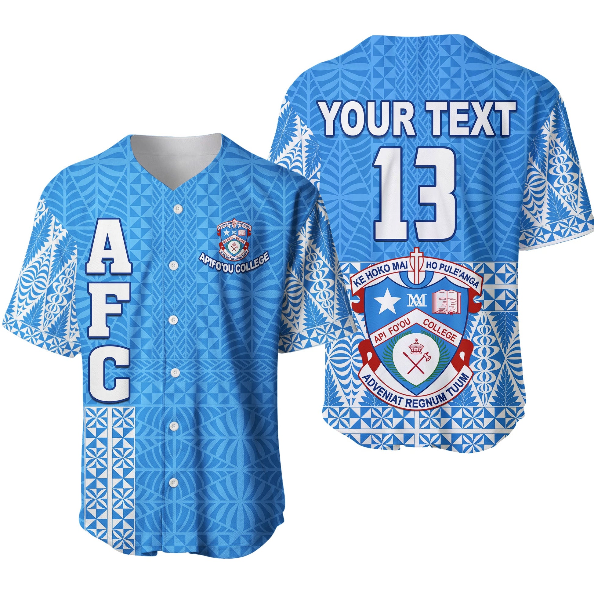 (Custom Personalised) Apifo'ou College Baseball Jersey Tongan Pattern AFC Lovers