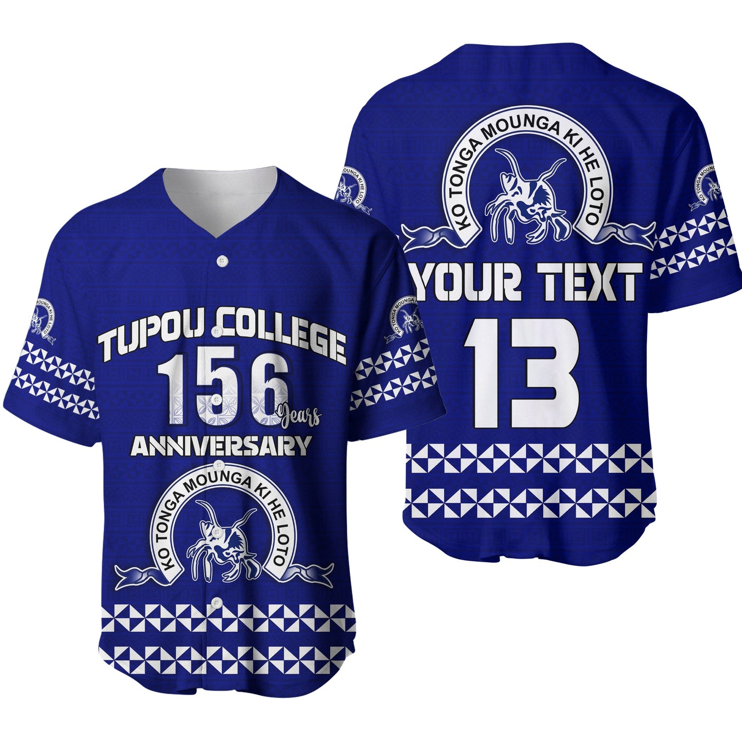(Custom Text and Number) Tonga Tupou College Toloa Baseball Jersey 156 Years Anniversary Tongan Ngatu