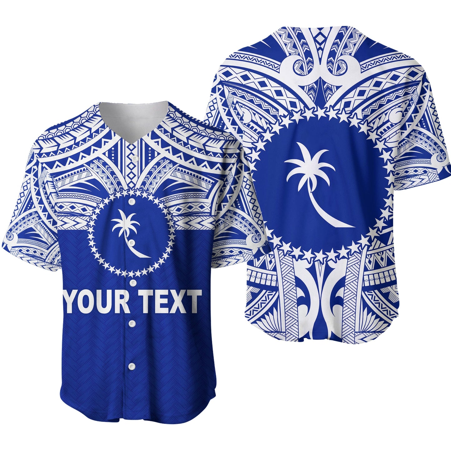 (Custom Personalised) Chuuk Flag Baseball Jersey Micronesia Style Blue