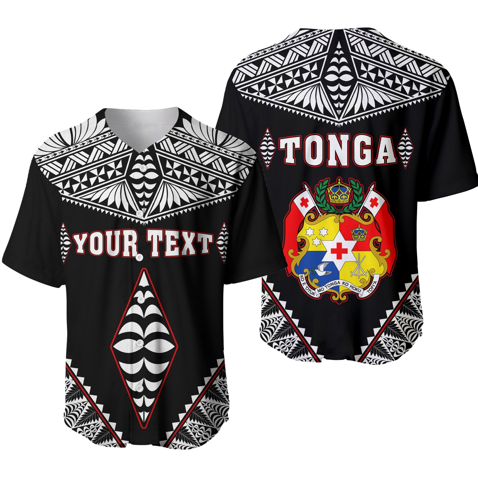 (Custom Personalised) Tonga Baseball Jersey Tongan Kupesi Pattern