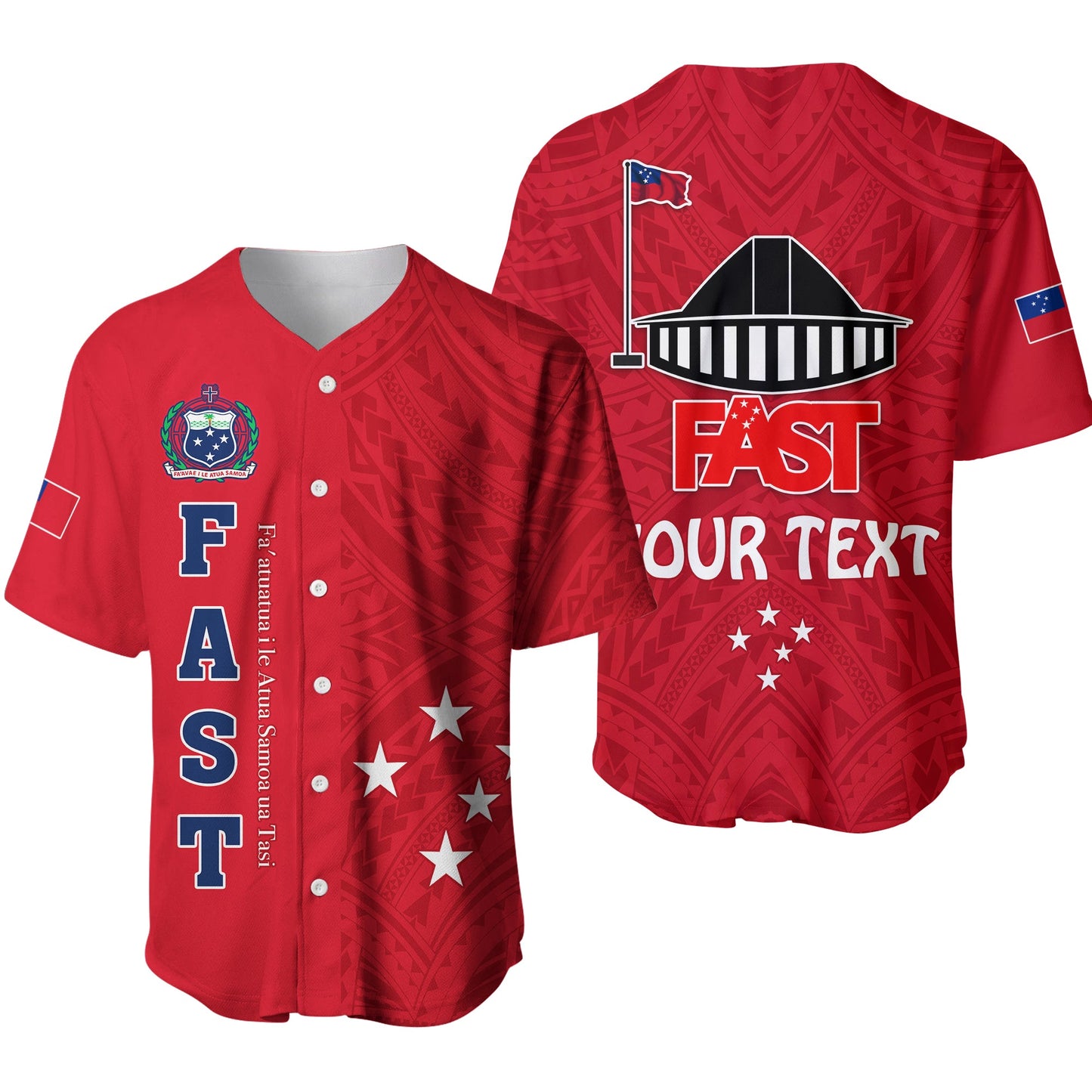 (Custom Personalised) F.A.S.T Samoa Baseball Jersey We Ready Polynesian Samoan