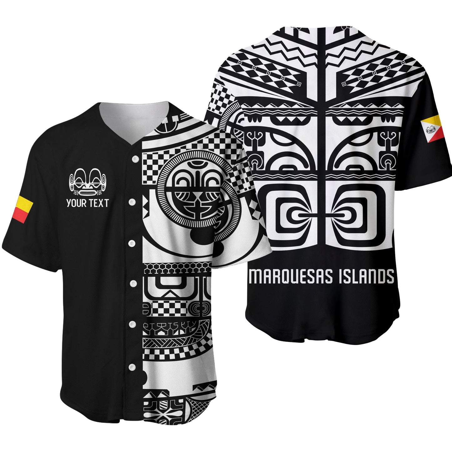 (Custom Personalised) Marquesas Islands Tiki Baseball Jersey Marquesan Tattoo