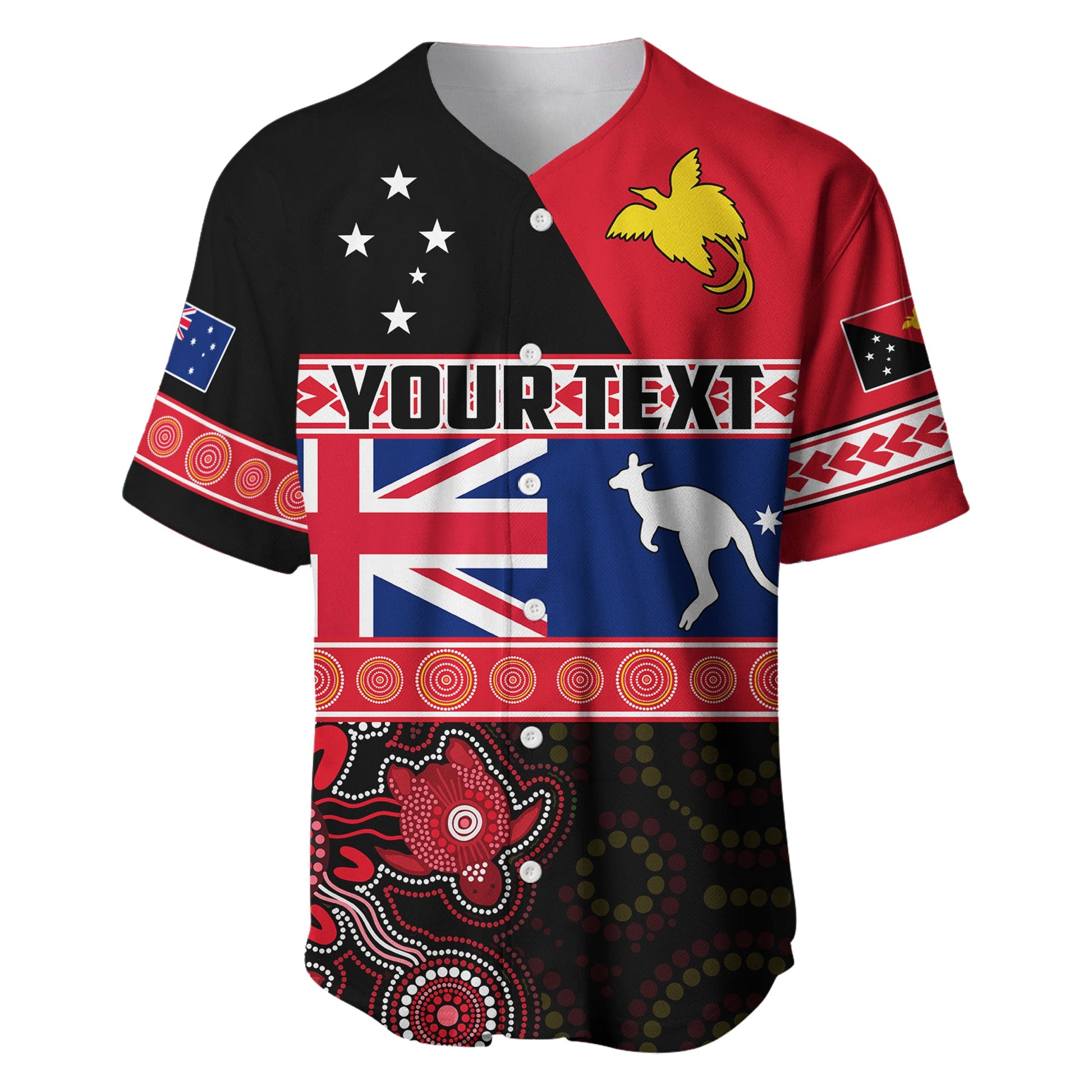 (Custom Personalised) Papua New Guinea and Australia T Shirt Baseball Jersey PNG and AUS