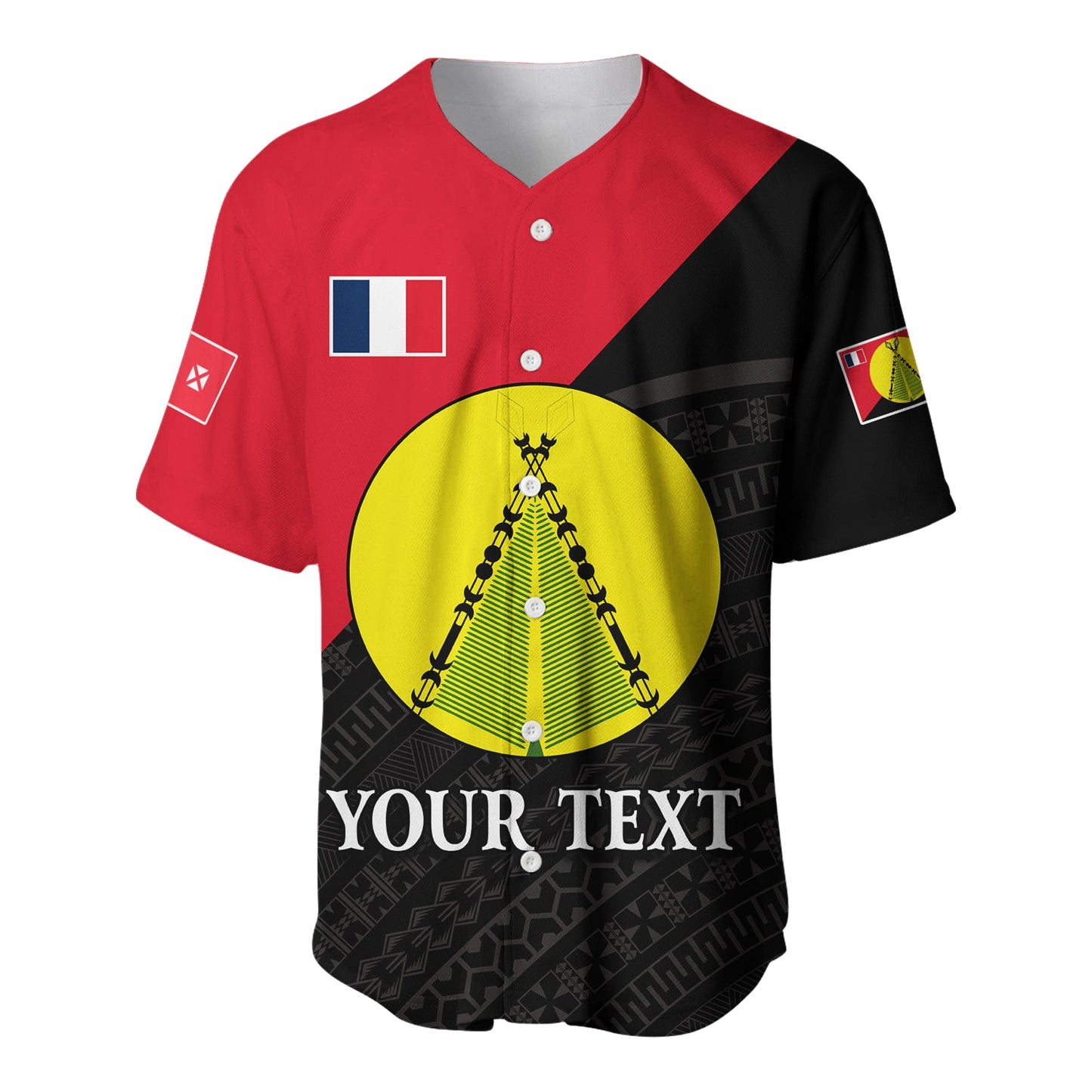 (Custom Personalised) Sigave Chiefdom Wallis et Futuna Baseball Jersey Polynesian Pattern and Flag