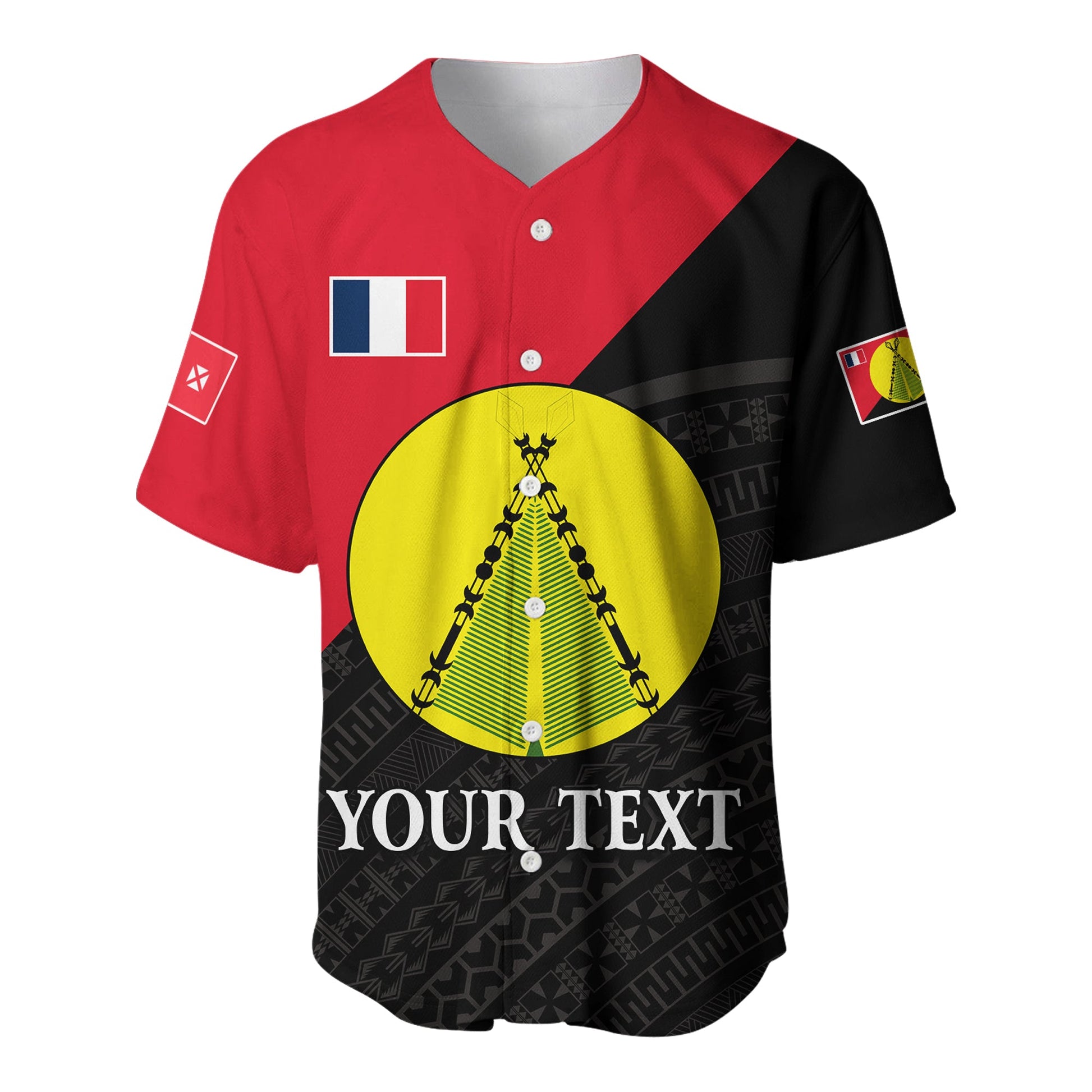 (Custom Personalised) Sigave Chiefdom Wallis et Futuna Baseball Jersey Polynesian Pattern and Flag