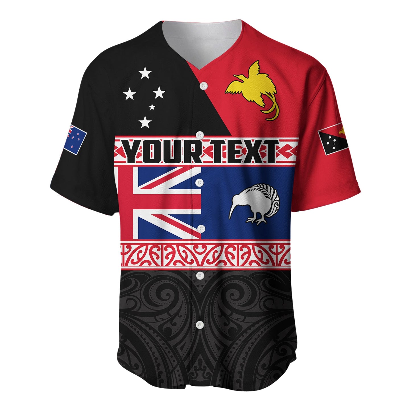 (Custom Personalised) Papua New Guinea and New Zealand Baseball Jersey Maori PNG and NZ